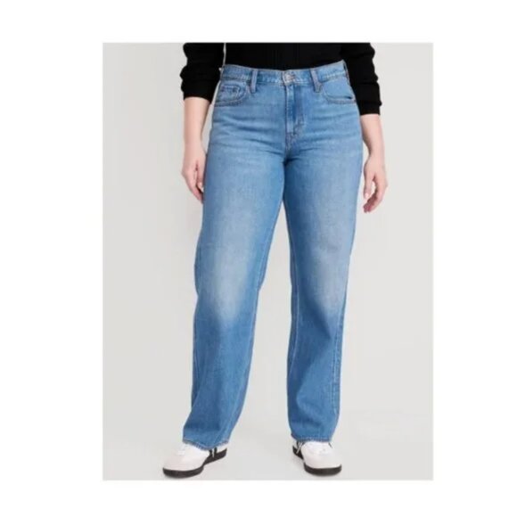 Old Navy Plus Size Mid Rise Baggy Loose Straight Leg Agnes Jeans - Picture 1 of 7